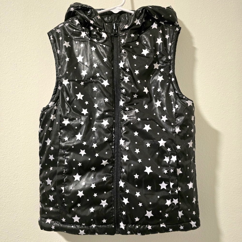 Urban Republic Girls‎ Reversible Star Hooded Vest Black & White Size Large